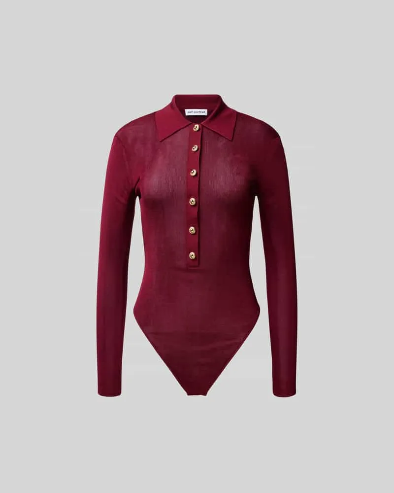 Self-Portrait Body aus reiner Viskose Bordeaux