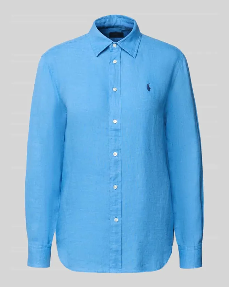 Ralph Lauren Hemdbluse aus reinem Leinen Blau
