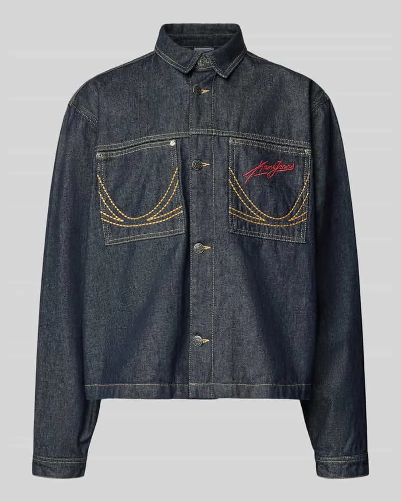 Karl Kani Relaxed Fit Jeansjacke mit Ziernähten Jeansblau