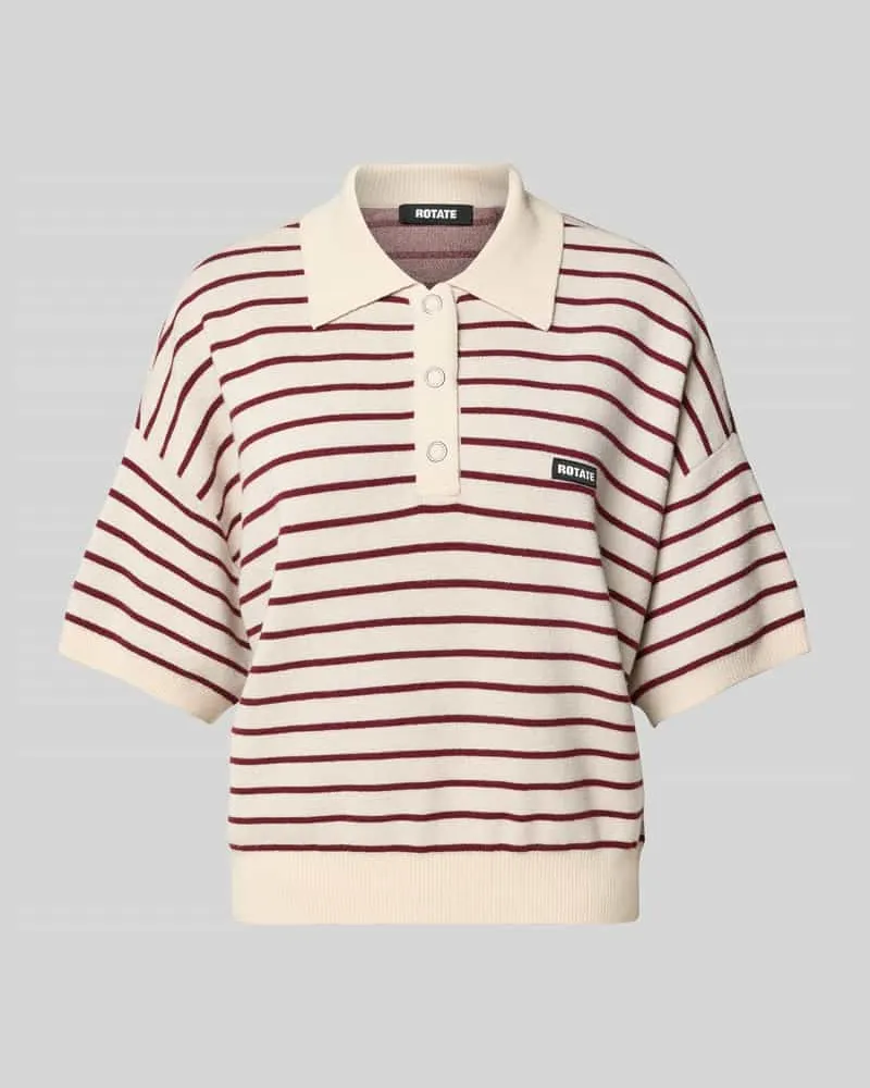 ROTATE Birger Christensen Relaxed Poloshirt mit Woll-Anteil Beige