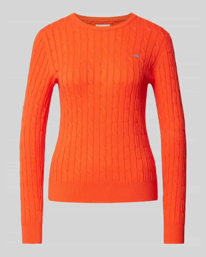 Gant Strickpullover mit Label-Stitching Koralle