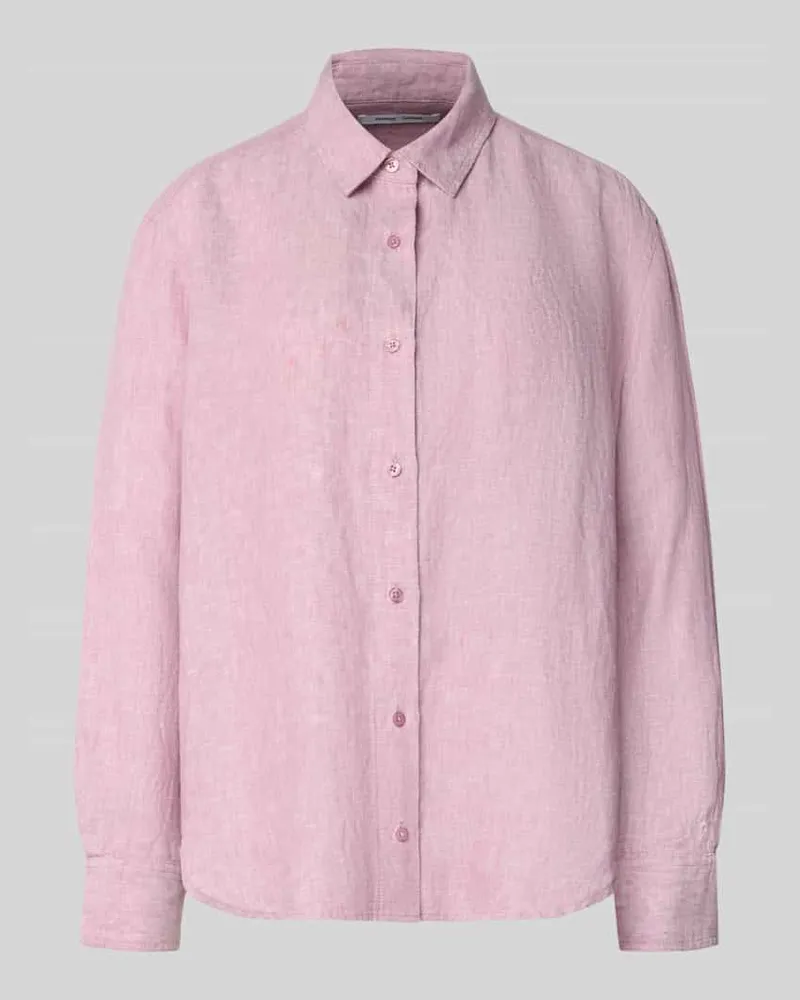 Samsøe & Samsøe Regular Fit Leinenbluse mit Knopfleiste Rosa