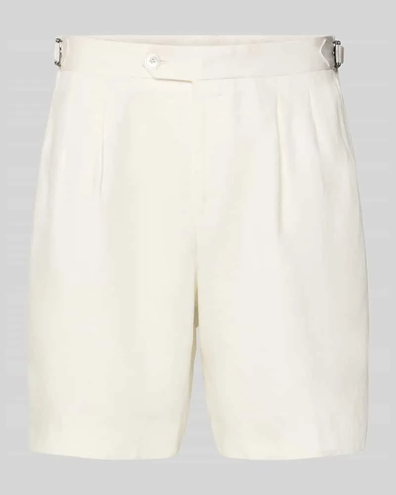 HUGO BOSS Tapered Fit Shorts aus reinem Leinen Modell 'PERIN Weiss