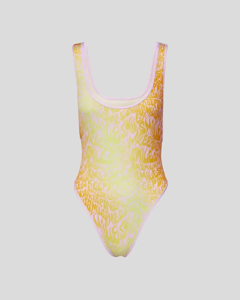 Stella McCartney Badeanzug mit Allover-Muster Gelb