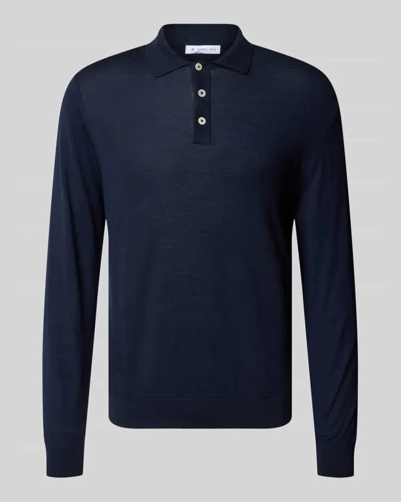 Manuel Ritz Regular Fit Poloshirt aus Schurwolle Marine
