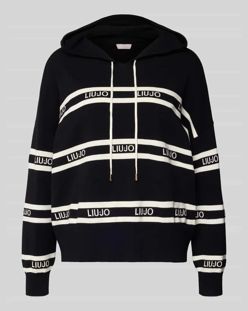 Liu Jo Relaxed Fit Pullover aus Viskose-Mix mit Logo-Stitching Black