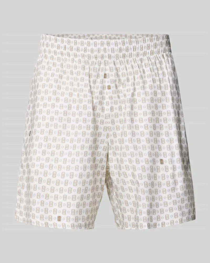 Lacoste Regular Fit Chinoshorts aus Baumwoll-Viskose-Mix Modell 'Aop Short Tenniscourt Offwhite