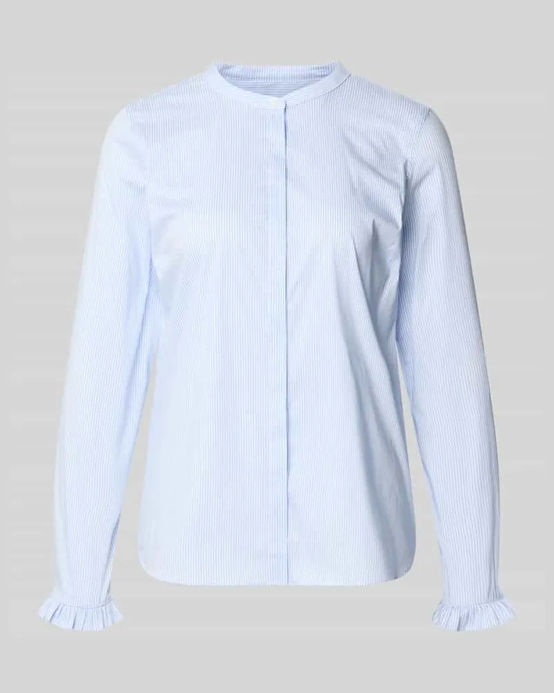 Mos Mosh Bluse mit Mao-Kragen und Rüschenärmeln Modell 'Mattie Hellblau
