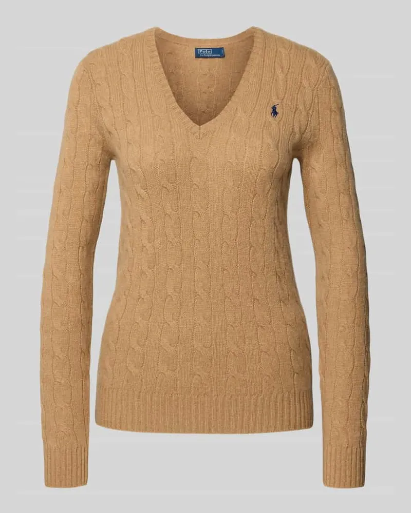 Ralph Lauren Longsleeve in Strick-Optik mit Kaschmir-Anteil Modell 'KIMBERLY Camel