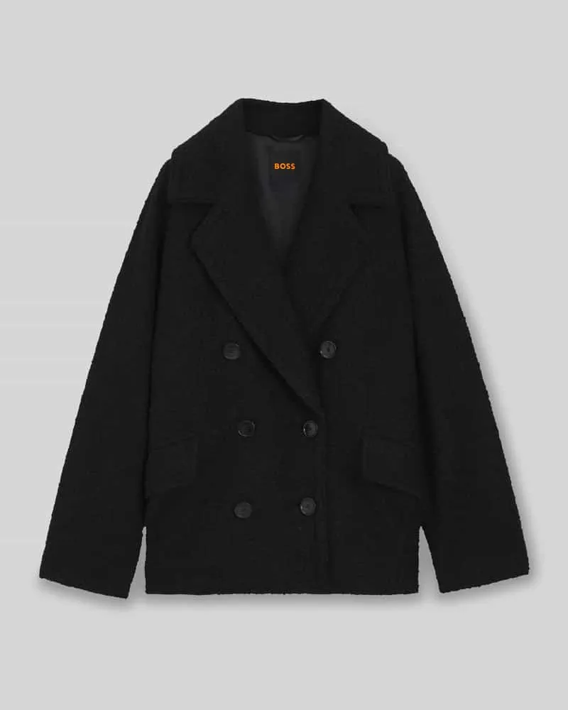 HUGO BOSS Boxy Fit Caban-Mantel mit Woll-Anteil Modell 'CABANI Black