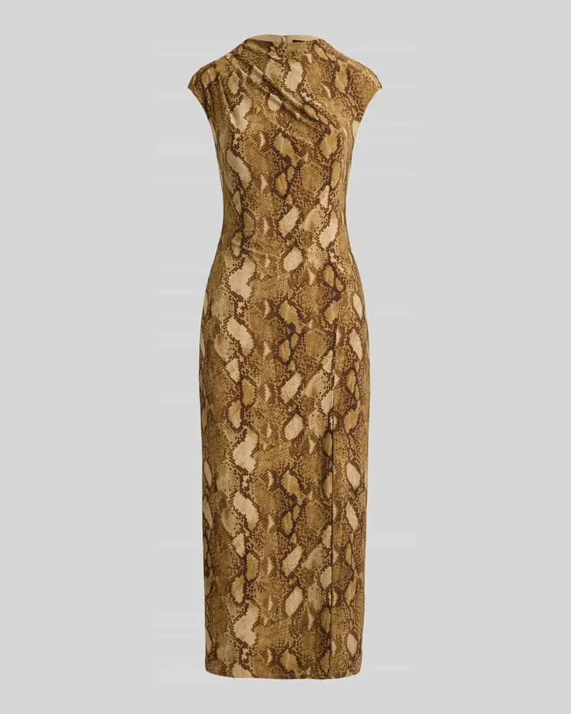 Ralph Lauren Figurbetontes Kleid mit Gehschlitz Camel