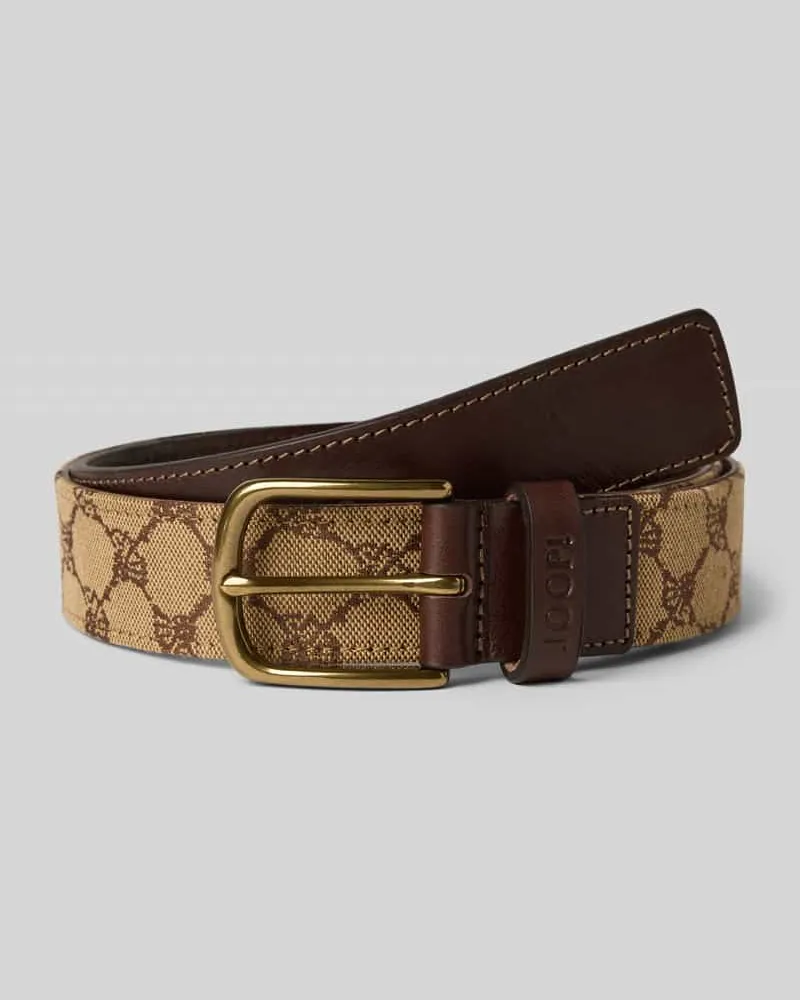 JOOP! Gürtel mit Logo-Muster und Dornschließe Mittelbraun