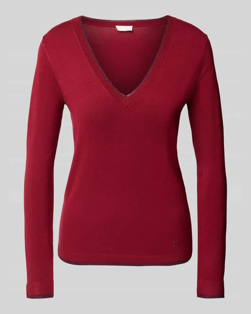 Liu Jo Pullover mit V-Ausschnitt und Effektgarn Bordeaux