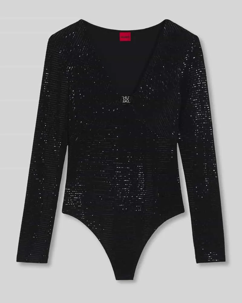 HUGO BOSS Slim Fit Body aus schimmerndem Stretch-Jersey Modell 'DAMMERY Black
