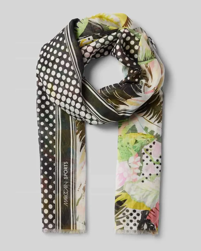 Marc Cain Schal aus Baumwoll-Seiden-Mix Oliv