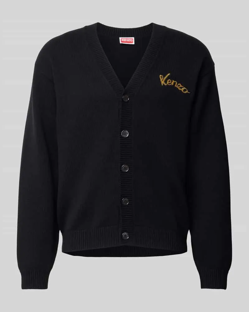 Kenzo Strickjacke aus Leinen-Baumwoll-Mix Black