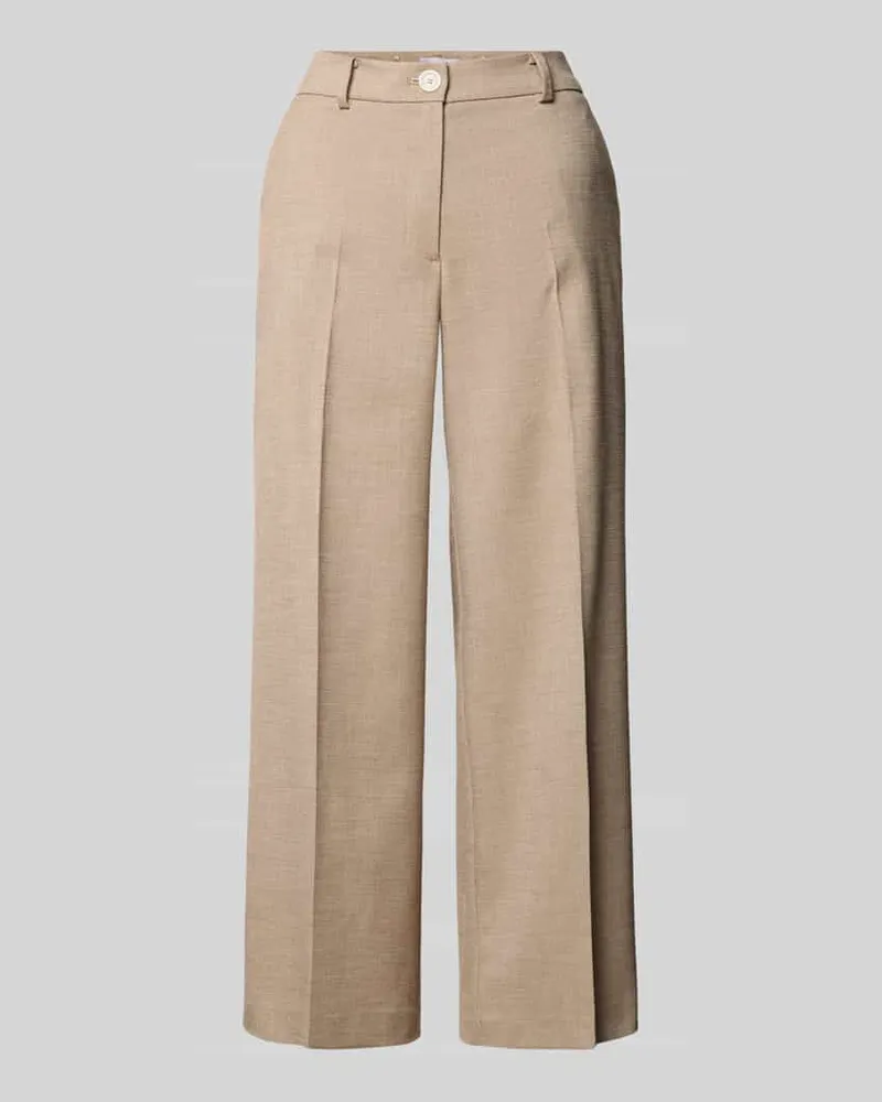 More & More Fein strukturierte Hose mit Bügelfalten Taupe