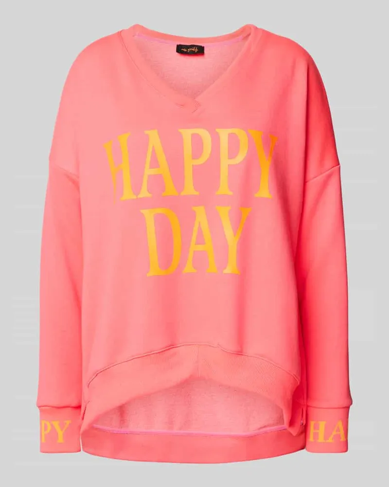 Miss Goodlife Oversized Sweatshirt mit Statement-Print Modell 'Happy day Pink