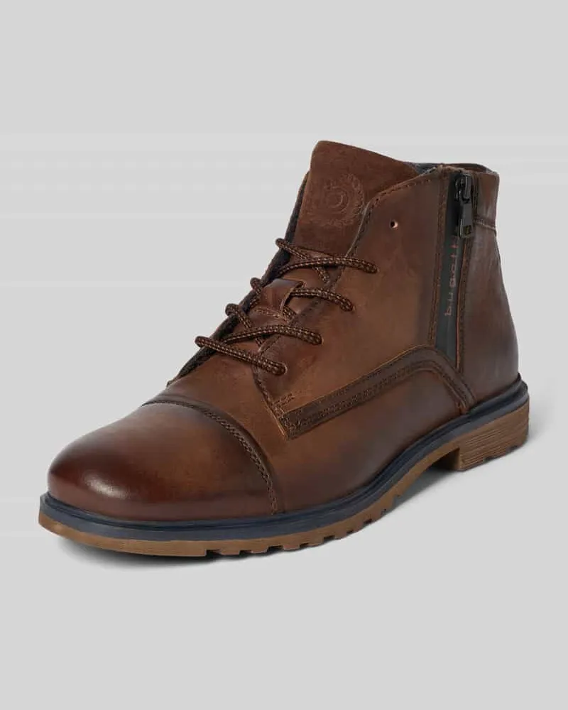 Bugatti Boots aus Leder mit Reißverschluss Modell 'Vittore Dunkelbraun