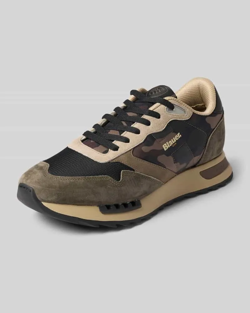 Blauer Sneaker aus Leder-Mix Modell 'Ryder Camel