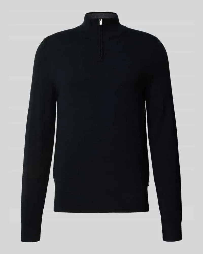 HUGO BOSS Regular Fit Strickpullover aus Schurwoll-Kaschmir-Mix Modell 'HEMARLO Black