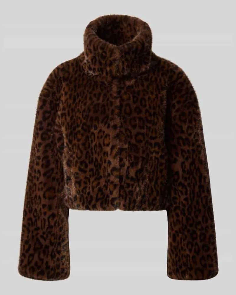 ROTATE Birger Christensen Regular Fit Jacke aus Kunstfell Dunkelbraun