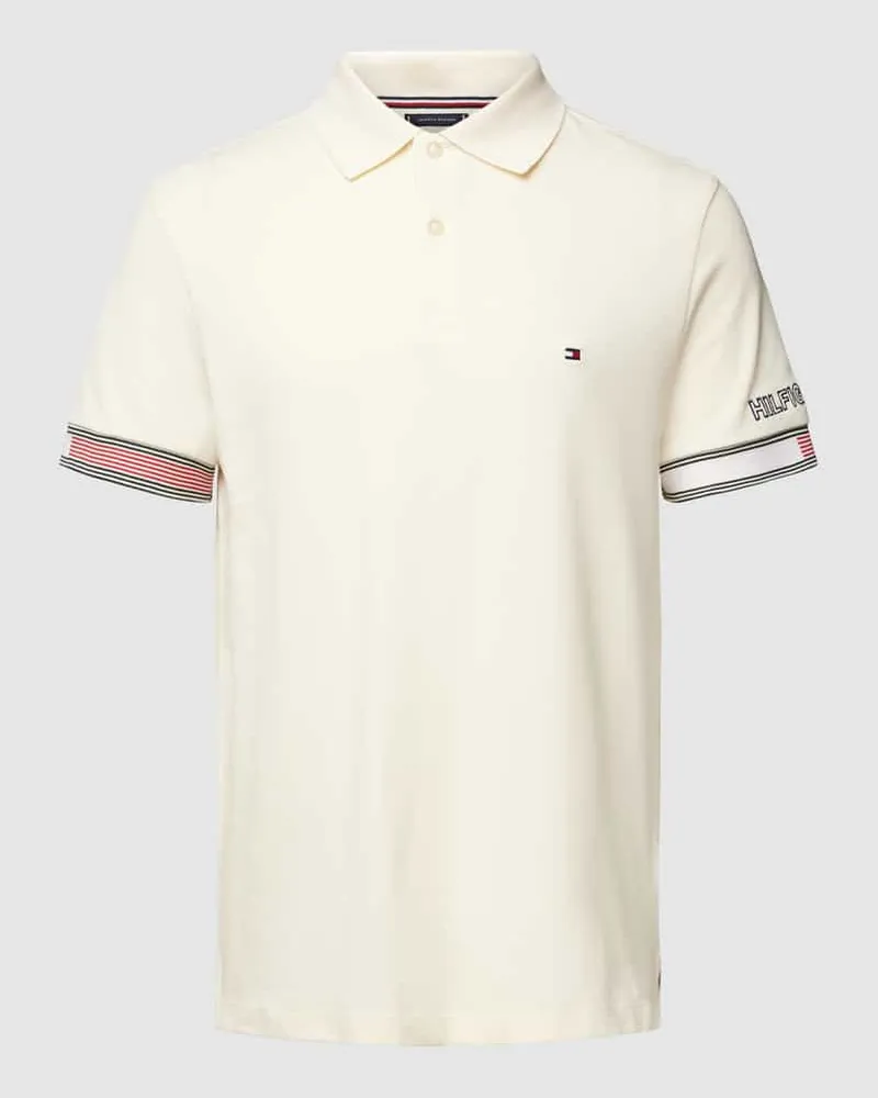 Tommy Hilfiger Slim Fit Poloshirt mit Label-Stitchings Modell 'FLAG CUFF Beige