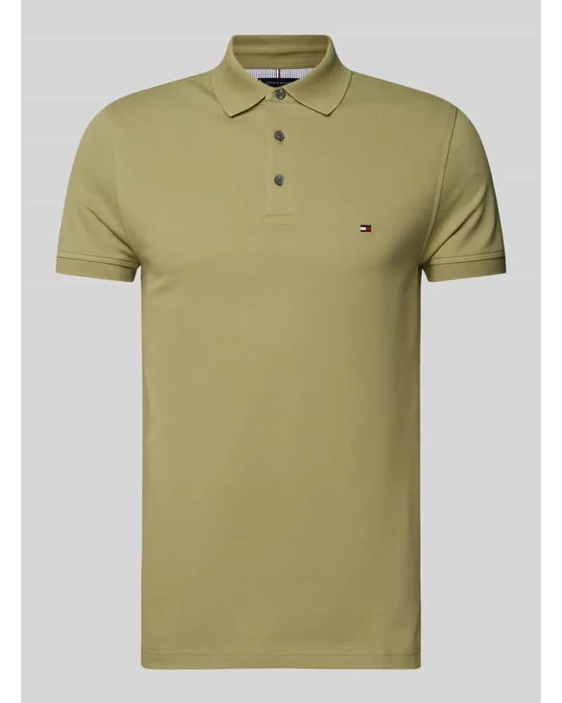 Tommy Hilfiger Slim Fit Poloshirt mit Label-Stitching Oliv