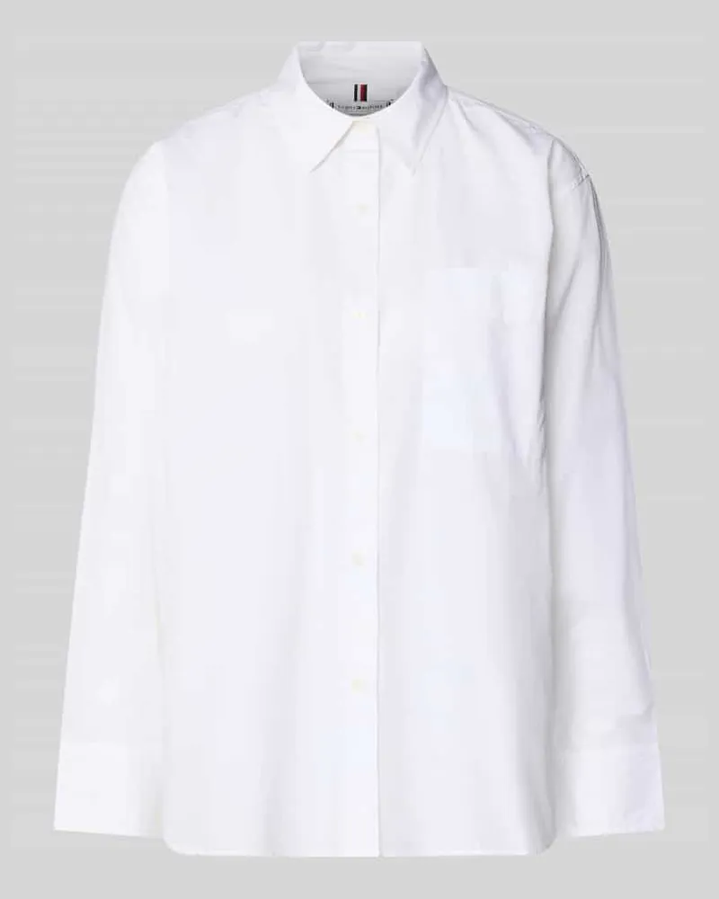 Tommy Hilfiger Regular Fit Langarmbluse aus reiner Baumwolle Weiss