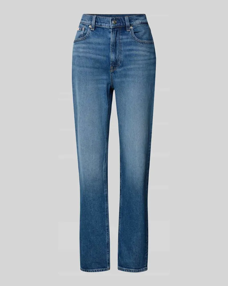 Calvin Klein Straight Fit Jeans mit Logo-Patch Modell 'Mom Hellblau
