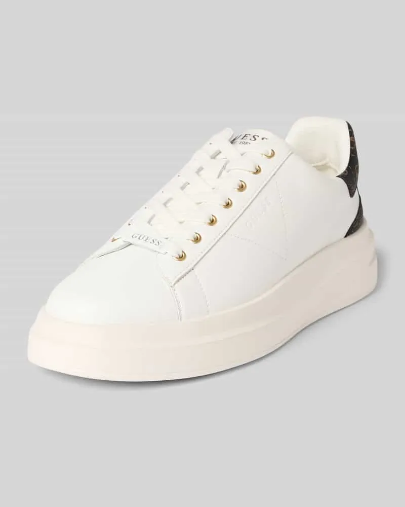 Guess Ledersneaker mit Label-Patch Modell 'ELBA Weiss