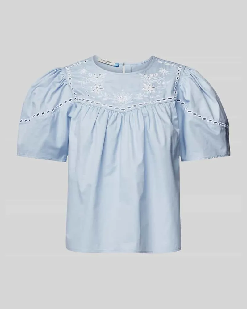 Scotch&Soda Regular Fit Bluse mit Lochstickerei Hellblau