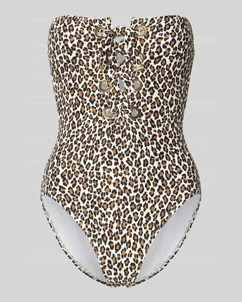 Michael Kors Badeanzug mit Schnürung Modell 'SMALL LEOPARD LACE UP ONE Black