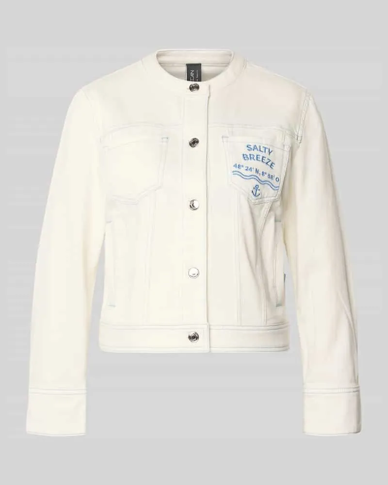 Marc Cain Jeansjacke mit Motiv- und Statement-Stitching Weiss