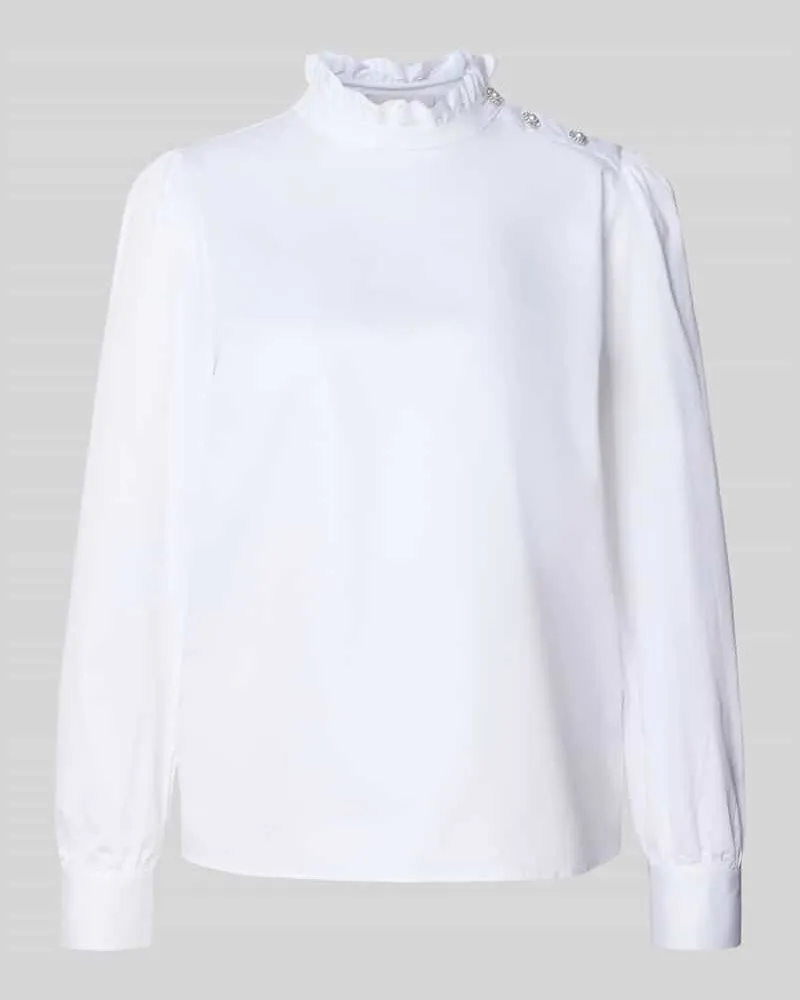 Rich&Royal Regular Fit Bluse mit Stehkragen Weiss