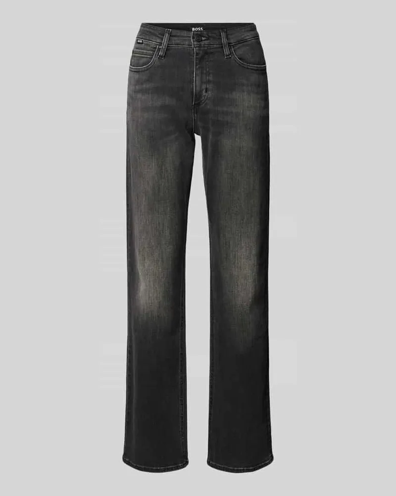 HUGO BOSS Straight Leg Jeans im 5-Pocket-Design Modell 'PARKWAY Dunkelgrau