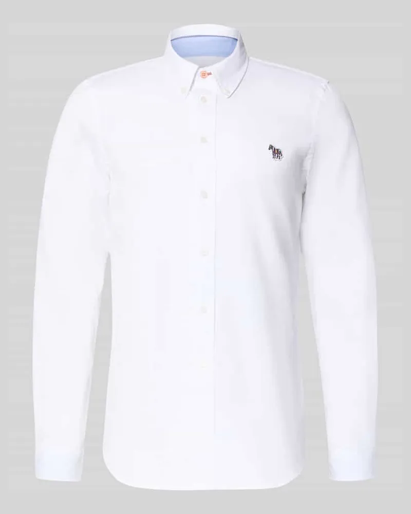 Paul Smith Tailored Fit Freizeithemd mit Button-Down-Kragen Weiss