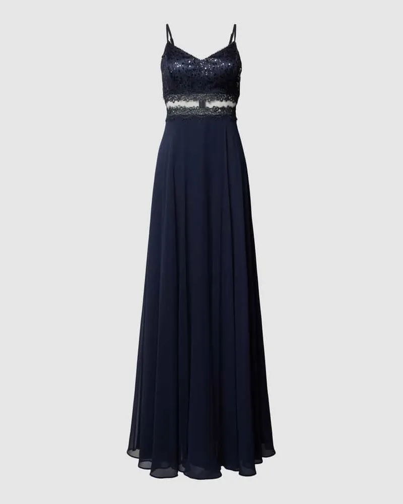 Vera Mont Abendkleid mit Paillettenbesatz Dunkelblau