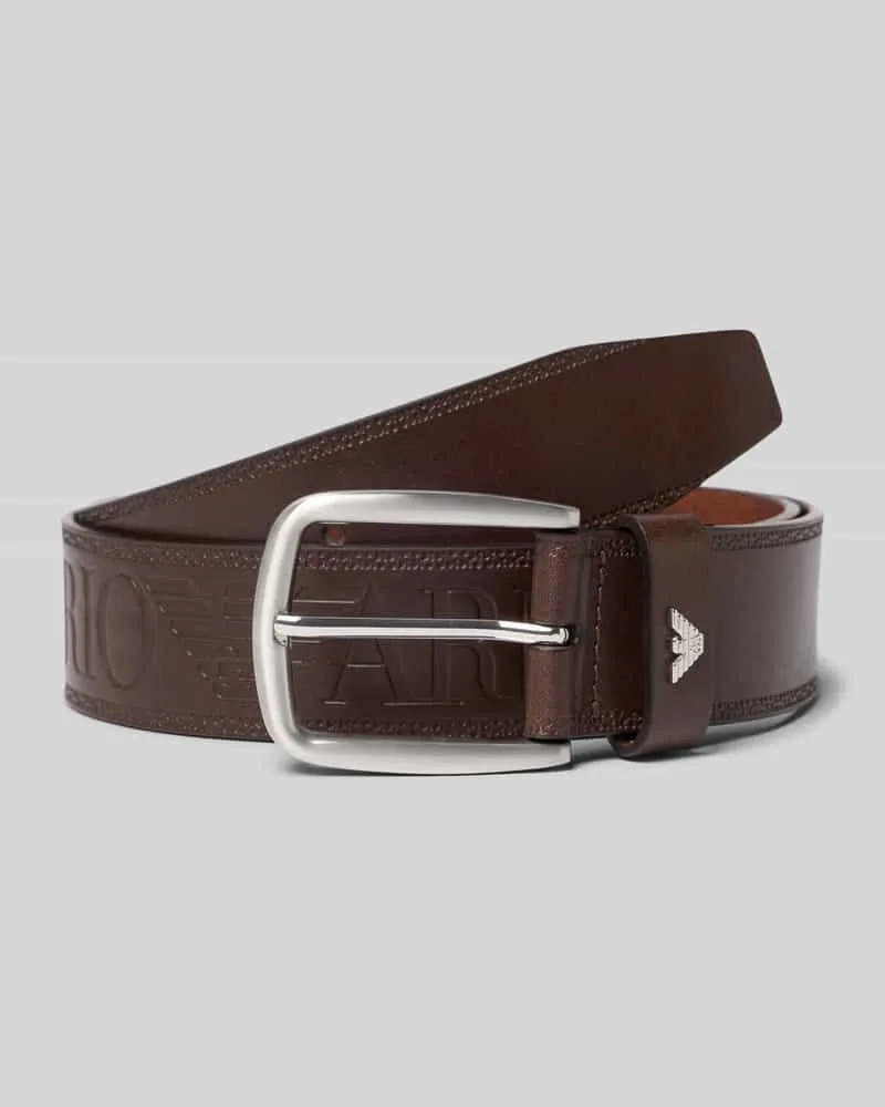 Emporio Armani Gürtel aus echtem Leder mit Strukturmuster Mittelbraun