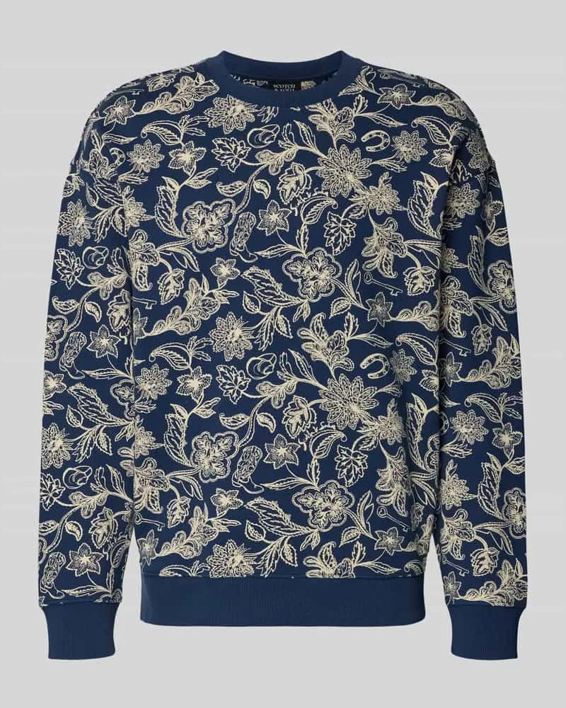 Scotch&Soda Sweatshirt im Allover-Look mit Rundhalsausschnitt Marine