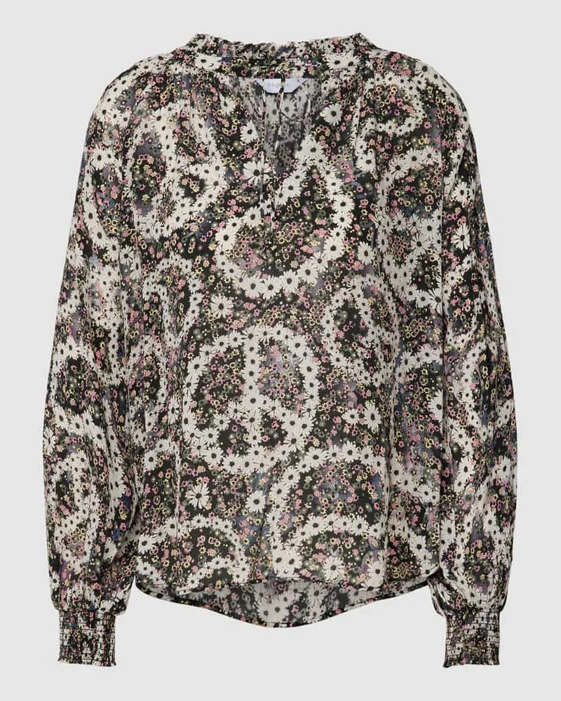 Frogbox Blusenshirt aus Viskose mit überschnittenen Schultern Black