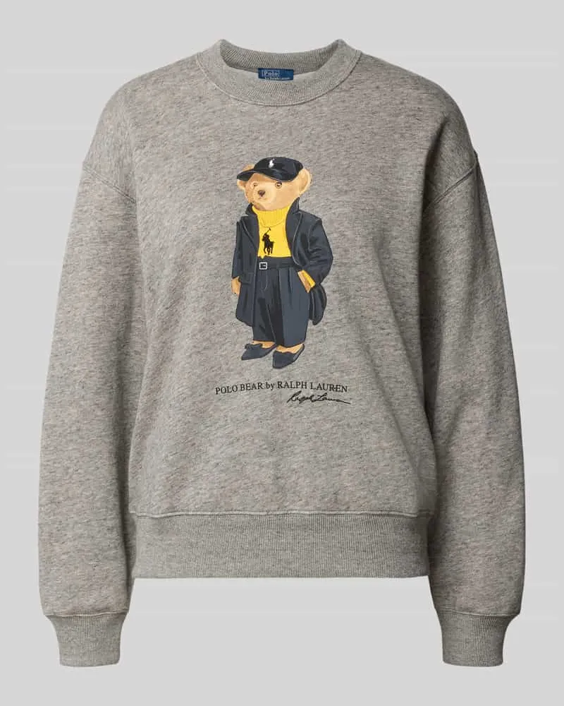 Ralph Lauren Sweatshirt mit Motiv-Print und Rundhalsausschnitt Dunkelgrau