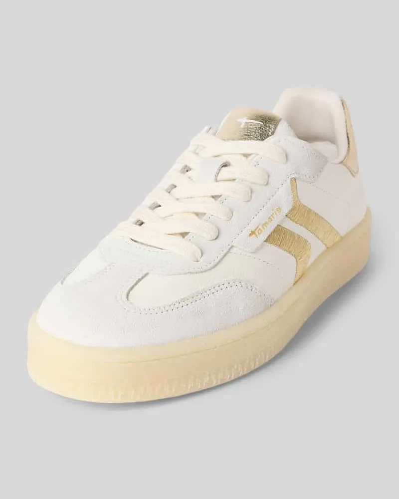 Tamaris Low Top Sneaker aus Rindsleder-Textile-Mix Weiss