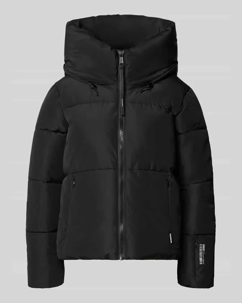 khujo Jacke mit Kapuze und Logo-Print Modell 'AUDREY2 Black