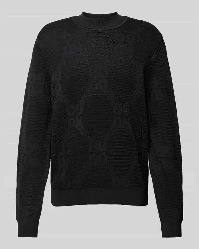 HUGO BOSS Strickpullover mit Rundhalsausschnitt Modell 'Sylor Black