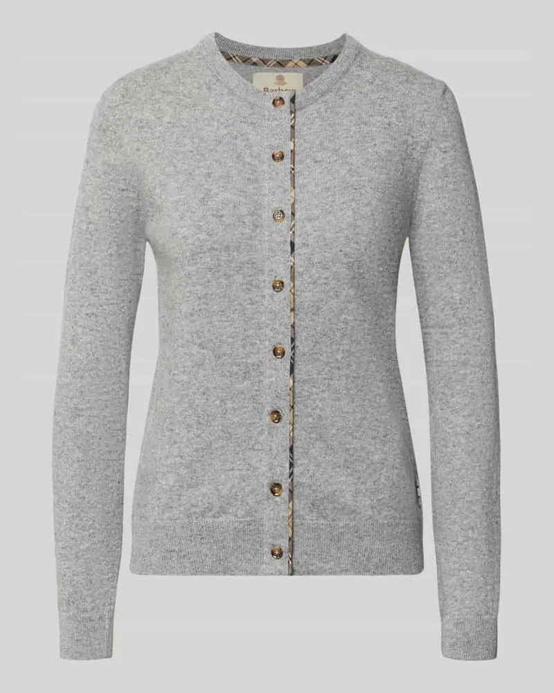 Barbour Slim Fit Strickjacke aus Woll-Baumwoll-Mix Hellgrau