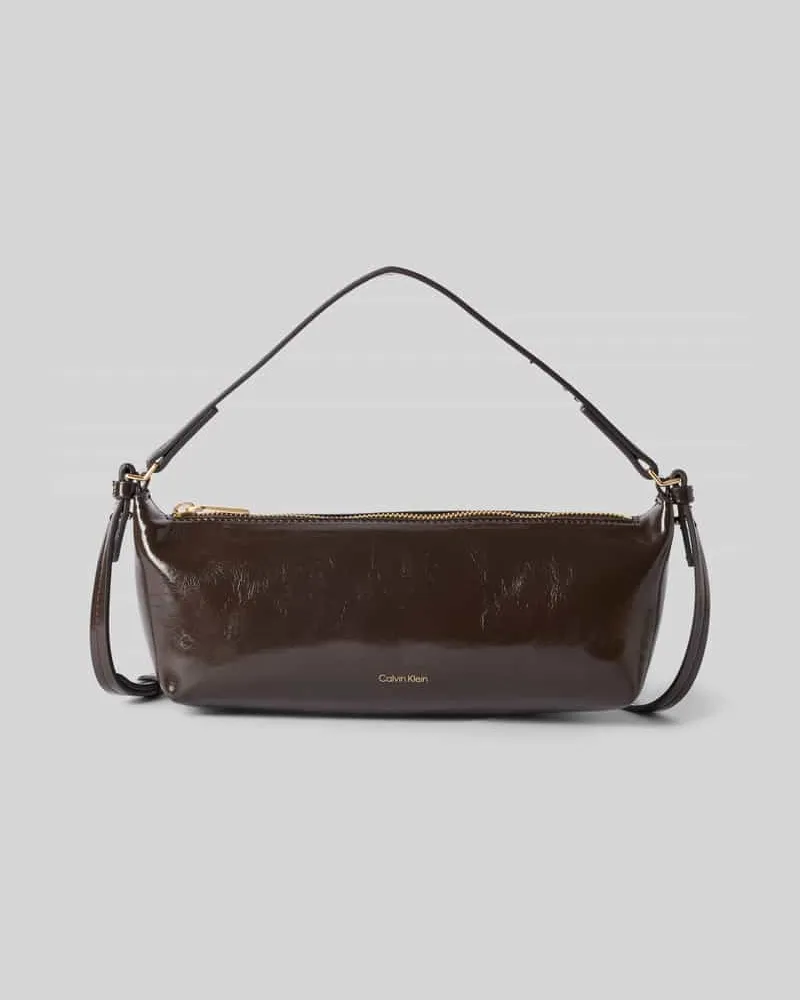 Calvin Klein Henkeltasche mit Label-Prägung Modell 'FOIL LOGO GLOSSY CONV BAG Dunkelbraun