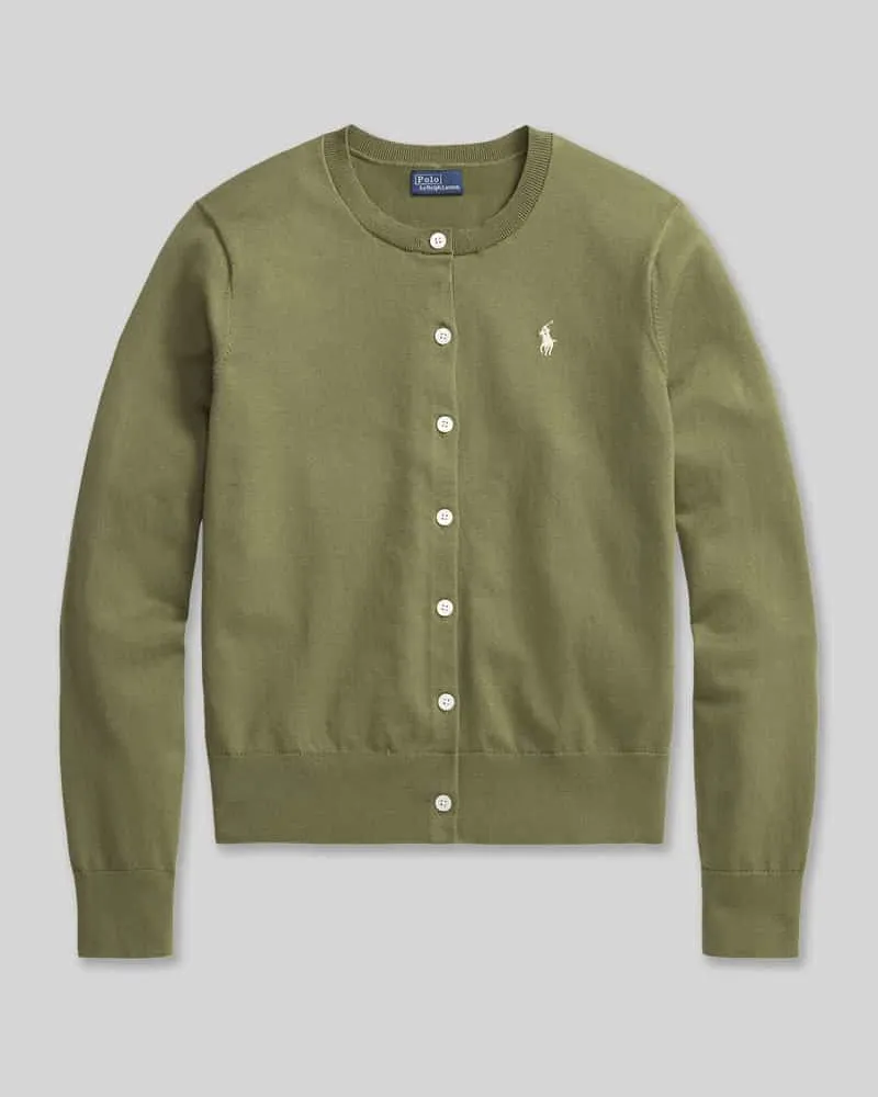 Ralph Lauren Regular Fit Strickjacke aus Baumwoll-Mix Oliv