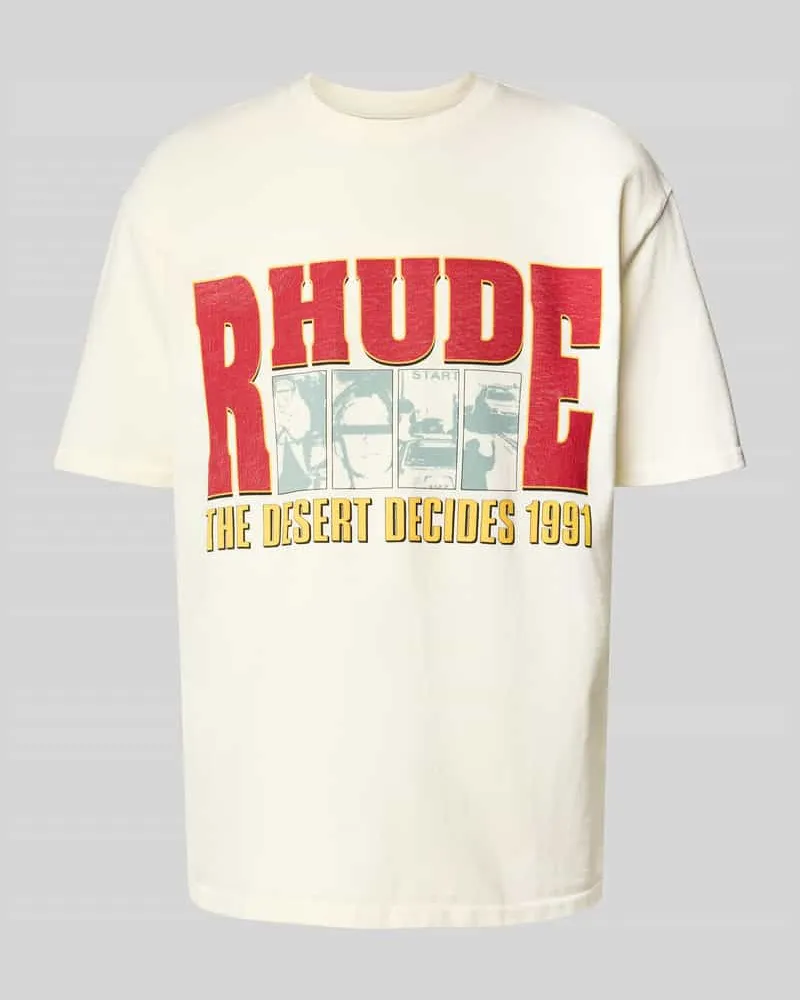 RHUDE T-Shirt mit Label-Print aus reiner Baumwolle Offwhite