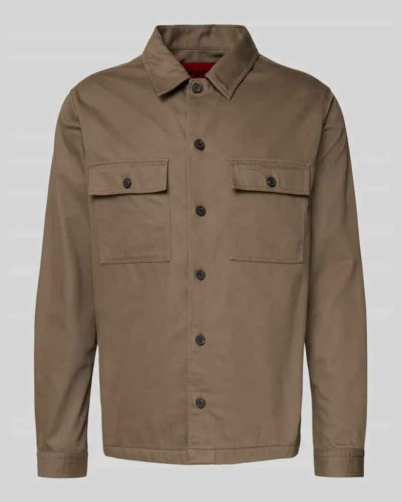 HUGO BOSS Oversized Hemd aus reiner Baumwolle Modell 'EPOLDO Mittelgrau